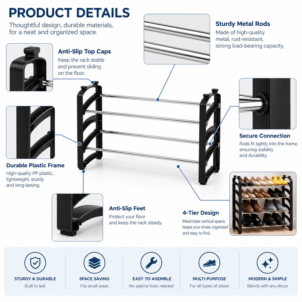2-Tier Stackable Shoe Rack